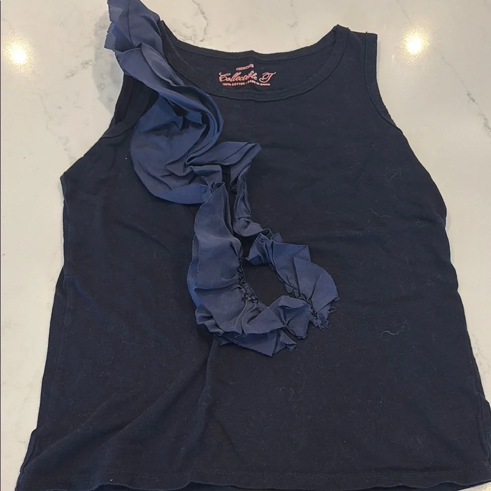 Crewcuts Blue Ruffled Sleeveless Tank Top